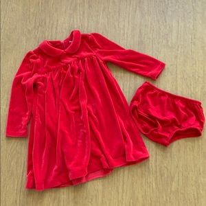 Ralph Lauren Baby Red Velour Dress and Cover 12M